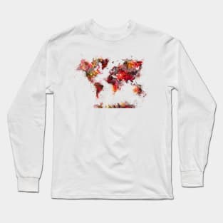 world map red Long Sleeve T-Shirt